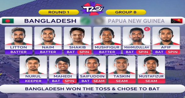 এইমাত্র শেষ হলো বাংলাদেশ বনাম পাপুয়া নিউগিনির মধ্যকার টস, দেখেনিন ফলাফল
