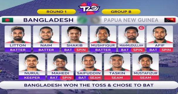 এইমাত্র শেষ হলো বাংলাদেশ বনাম পাপুয়া নিউগিনির মধ্যকার টস, দেখেনিন ফলাফল