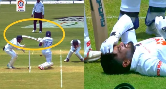 লিটন দাসের মাথায় ব্যাট দিয়ে আঘাত করলেন মেন্ডিস