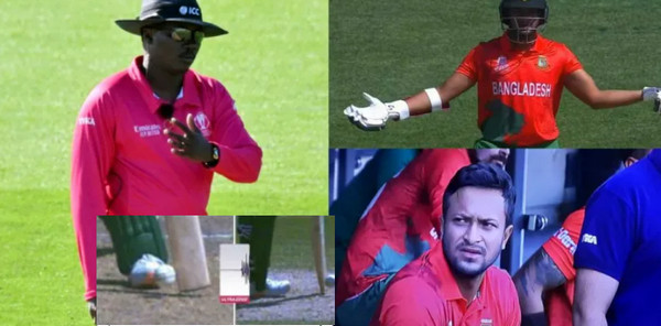 পাঁচ বলে ওভার দেওয়া আম্পায়ার ল্যাংটন-ই আউট দিলেন সাকিবকে