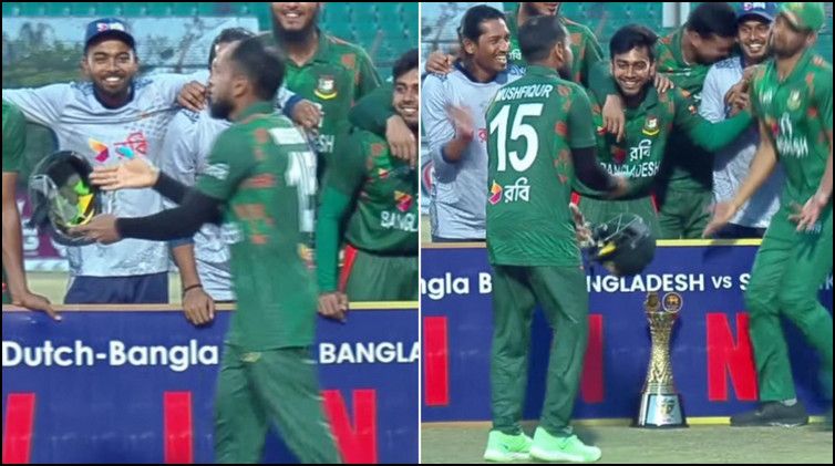 মুশফিকের ‘হেলমেট’ উদযাপন (ভিডিও সহ)