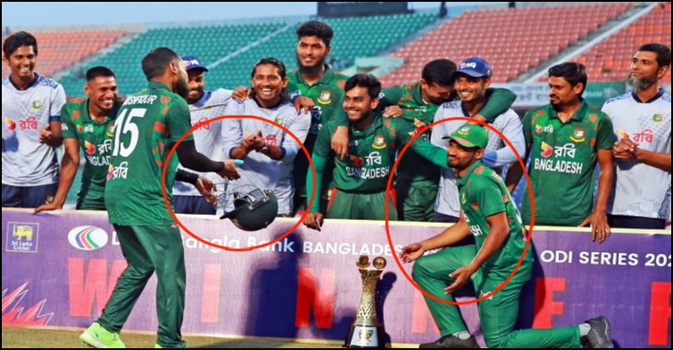 উদযাপন করে শাস্তির মুখে মুশফিক, সিরিজ জয়ের পর মুখে রুমাল দিয়ে বসে থাকবে ক্রিকেটাররা