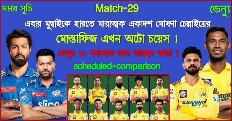 চেন্নাইয়ের পরের ম্যাচ মুম্বাইয়ের বিপক্ষে এক পরিবর্তন নিয়ে একাদশ ঘোষণা