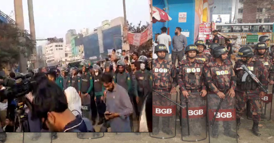 বেড়েছে পুলিশের উপস্থিতি, বিজিবি মোতায়েন