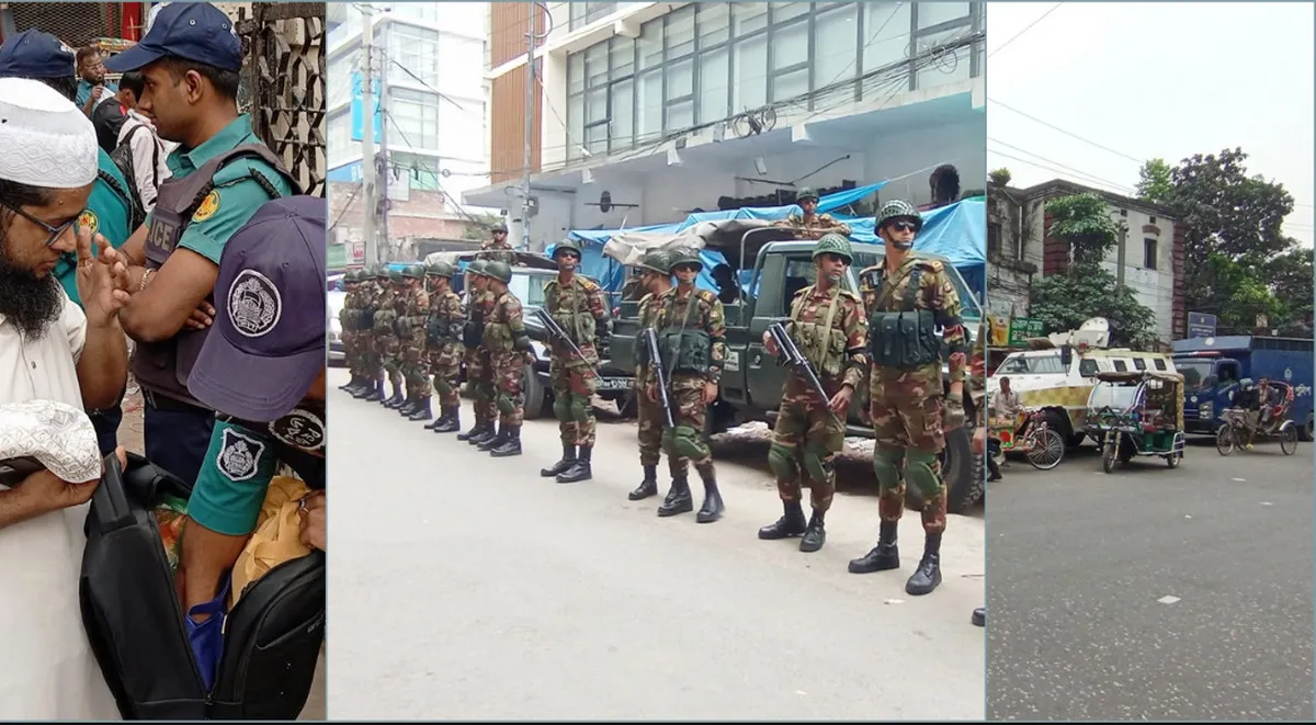 জলকামান সহ পুলিশ ও সেনাবাহিনী প্রস্তুত বায়তুল মোকাররম এলাকায় সতর্ক