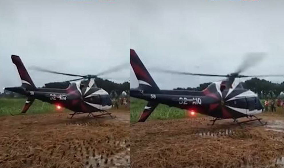 হঠাৎ ধানক্ষেতে নামল হেলিকপ্টার, অতঃপর...