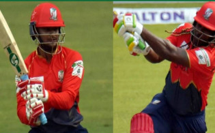 সাকিব-গেইল-ব্রাভোর ব্যাটে ঢাকাকে মাঝারি রানের টার্গেট দিল বরিশাল