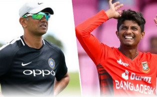 হঠাৎ মেহেদী হাসানের প্রশংসায় পঞ্চমুখ ভারতের প্রধান কোচ দ্রাবিড়