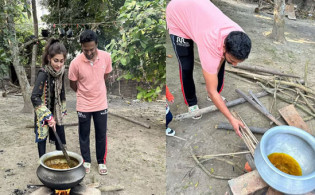 গ্রামের বাড়িতে পিকনিকে মেতেছেন সাকিব