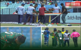 স্ট্রেচারে করে মাঠ ছাড়লেন মোস্তাফিজ, অনিশ্চিত আইপিএল